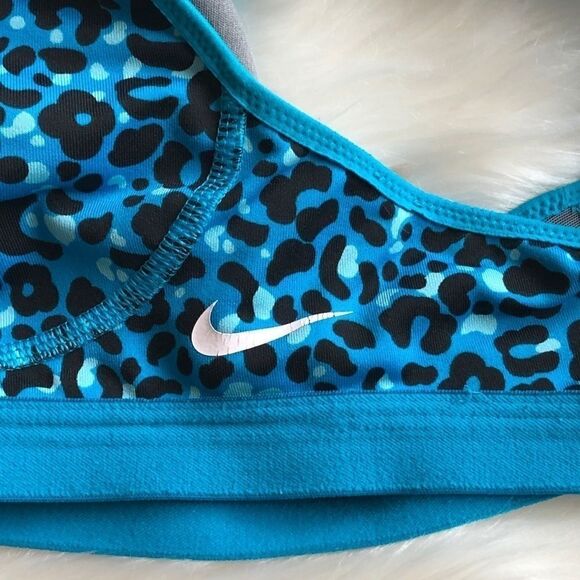 Nike Dri-Fit Blue Animal Print Ports Bra,XS - Picture 3 of 6